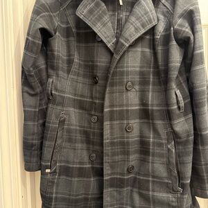 Columbia Women's Charcoal Plaid Pea Coat